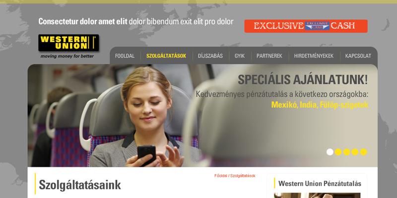Exclusive Cash - Western Union Pénzátutalási oldal